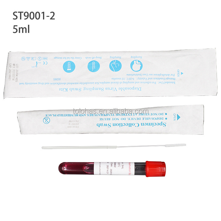 LHL101 4ml/5ml/10ml Nylon Flocked Throat Nasal Swab Medical Swab Kit / Disposable Virus Sampling Swab Kits