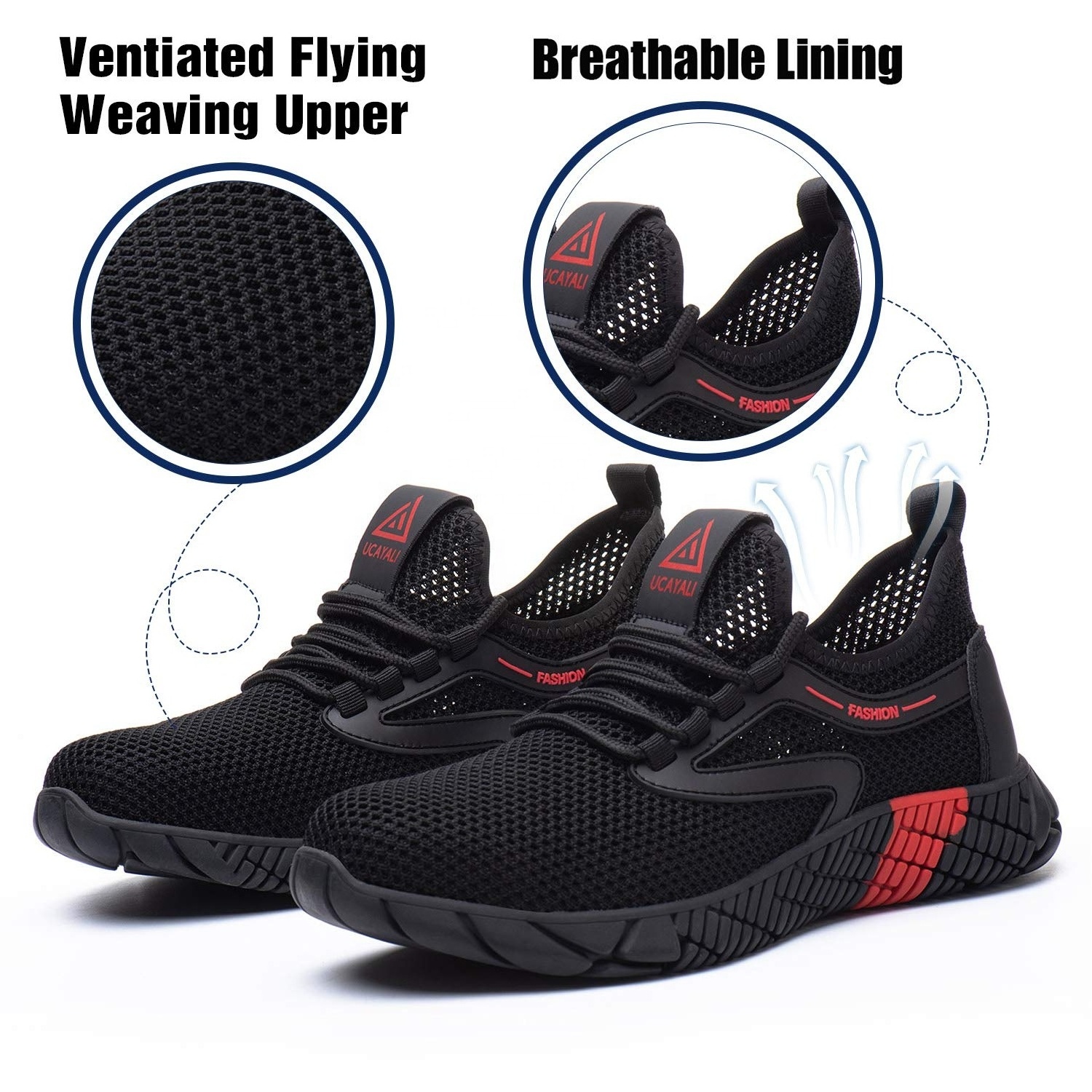 UCAYALI Summer Fashion Unisex Man and Women Light Weight Work Sneaker Safety Casual Steel Toe Shoes