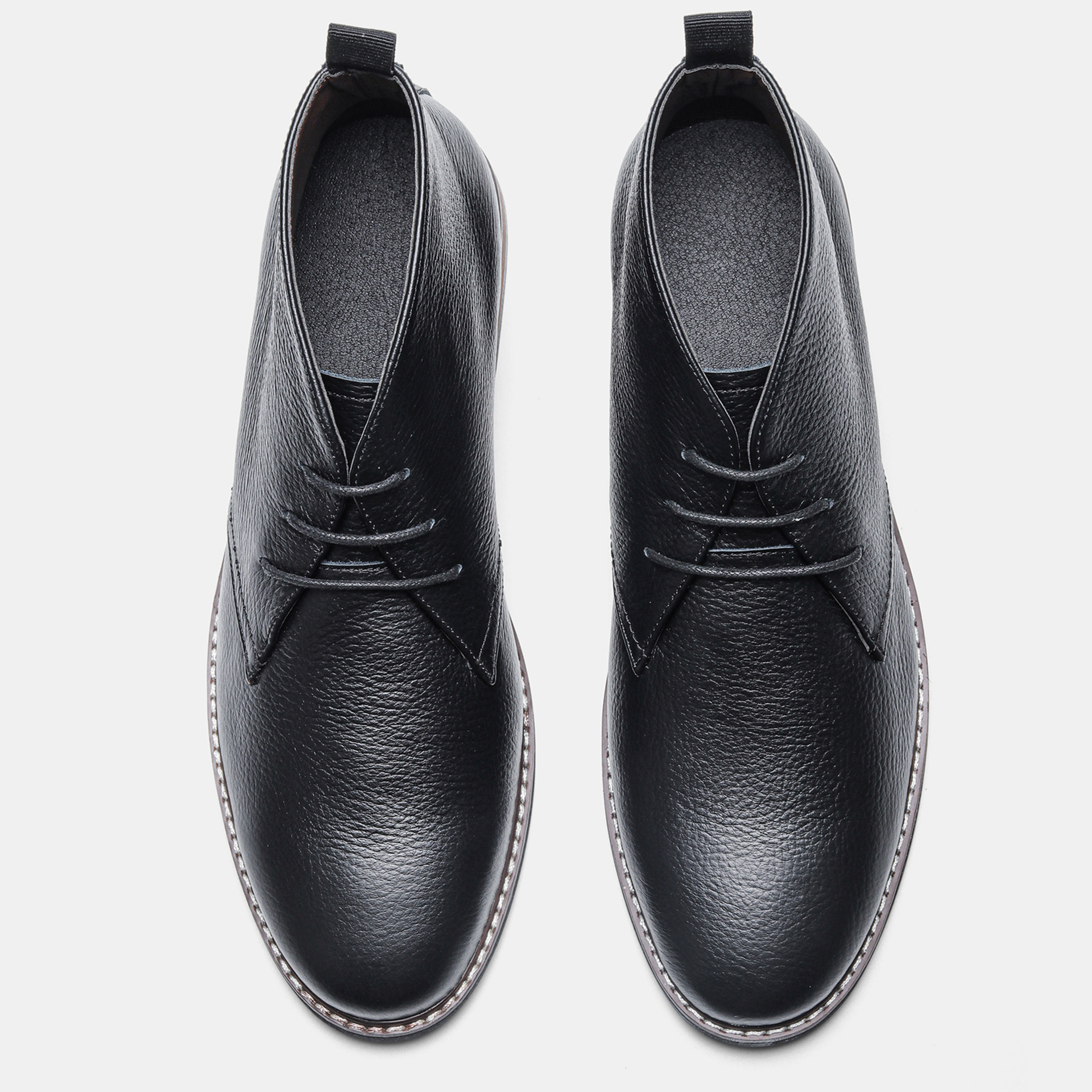 Black Genuine Leather Business Chukka Boots for men