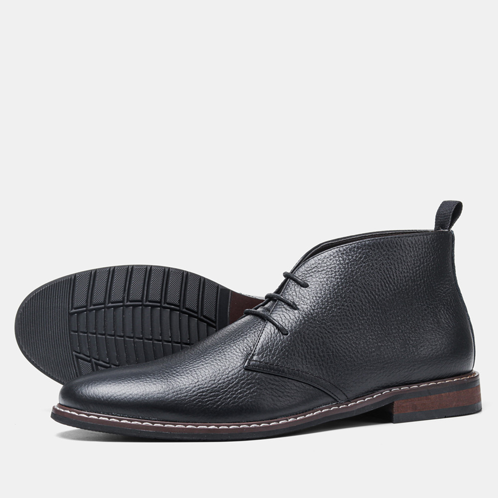 Black Genuine Leather Business Chukka Boots for men