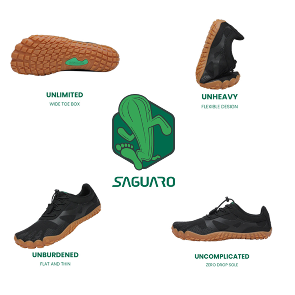 Saguaro Wide Toe Box Zapatos Deportivos Outdoor Walking sports Barefoot Men Minimalist Trail Running Shoes