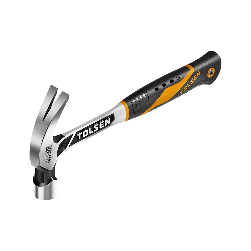 TOLSEN 25171 Industrial 16oz one piece forged multifunction claw hammer with fiberglass grip