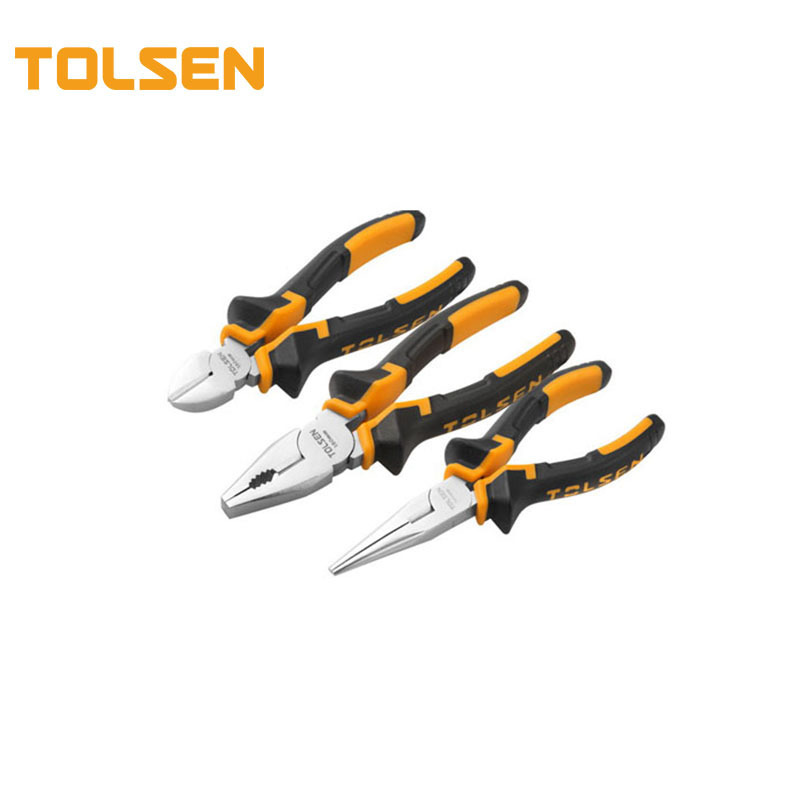 TOLSEN 10400 3pcs Long Nose Hand Tools Cutting Plier Set With Plastic Handle