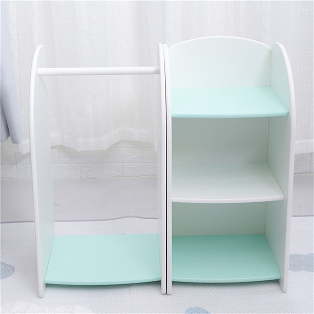 Wooden Kids Toy Storage Cabinet and Stand Clothes Hanger for Kindergarten Baby Furniture Storage Cubby Lockers