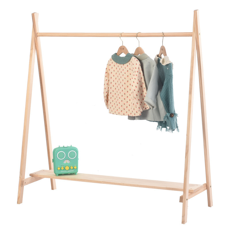 Kids Wooden Coat Rack Bedroom Kids Garment Hanger Rack Stand baby Cloth Drying Rack