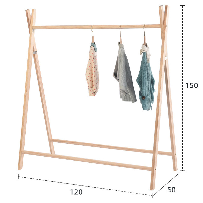 Kids Wooden Coat Rack Bedroom Kids Garment Hanger Rack Stand baby Cloth Drying Rack