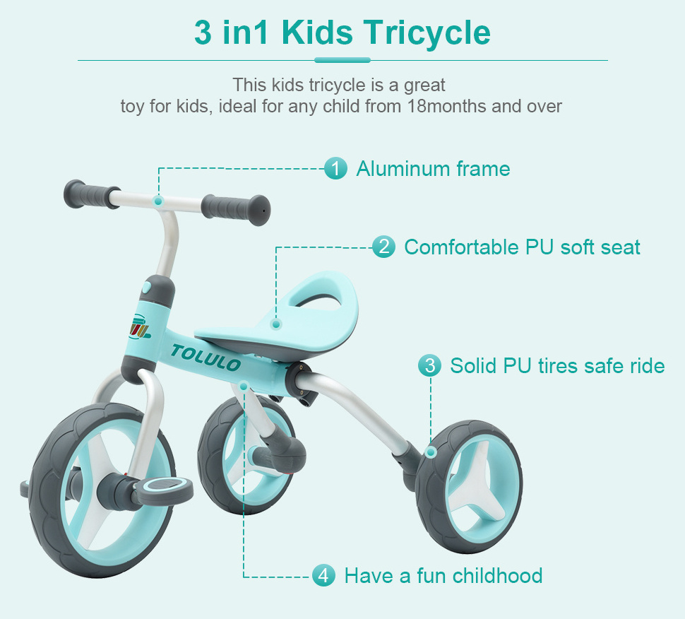 Best Quality Toddler Children Bicycle 3 Wheel Sliding Kids Baby Balance Bike 3 In1 Baby Tricycle Toy Bike Kids