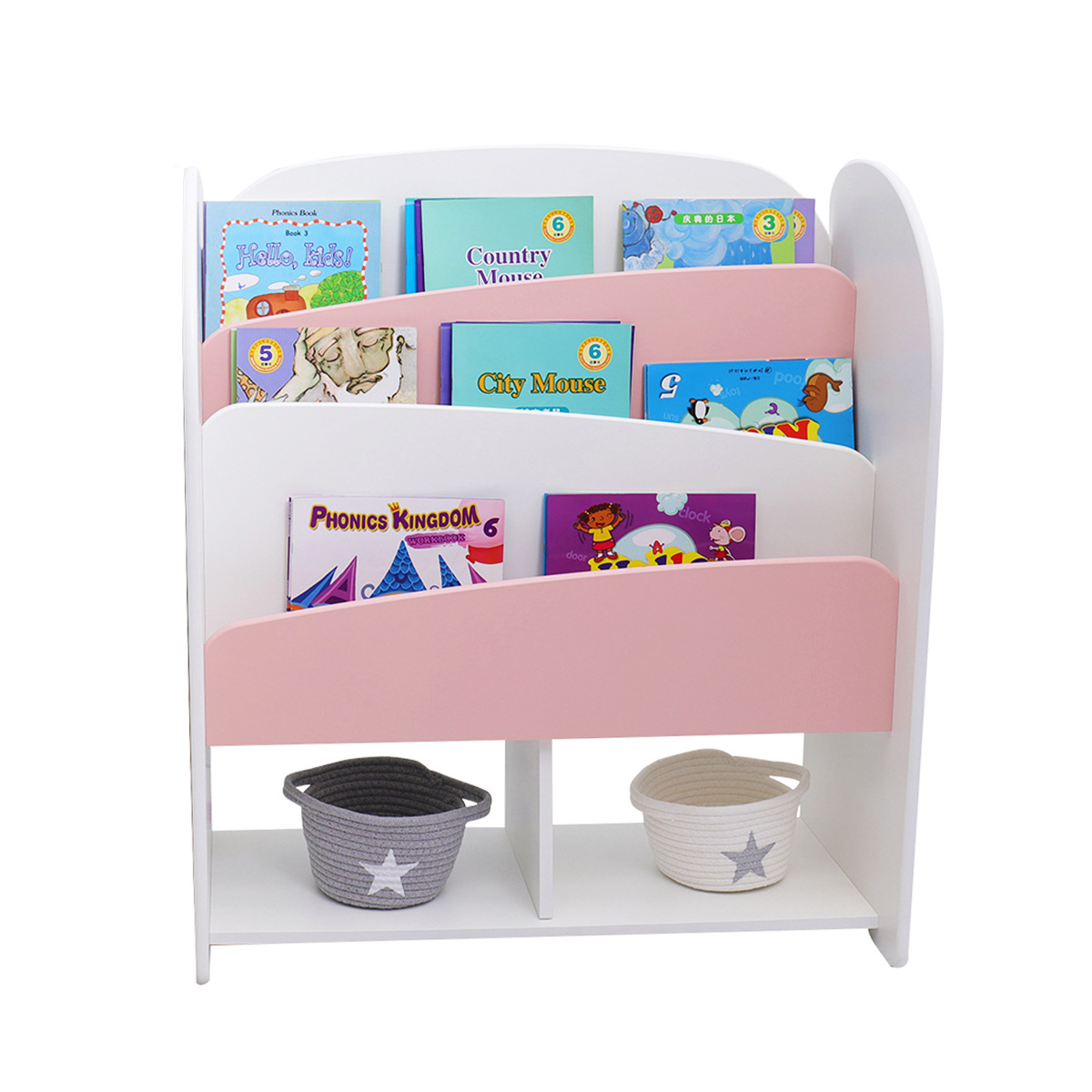 Wooden children library book cabine kids Book storage rack kids storage cubby