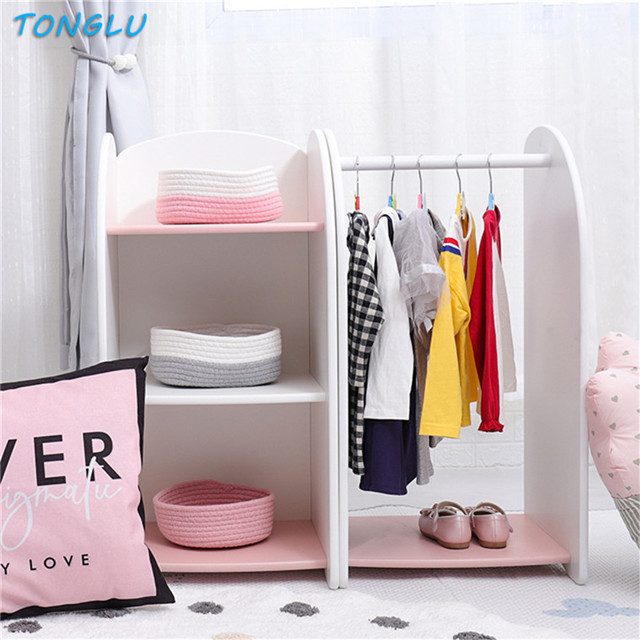 Wooden Kids Toy Storage Cabinet and Stand Clothes Hanger for Kindergarten Baby Furniture Storage Cubby Lockers