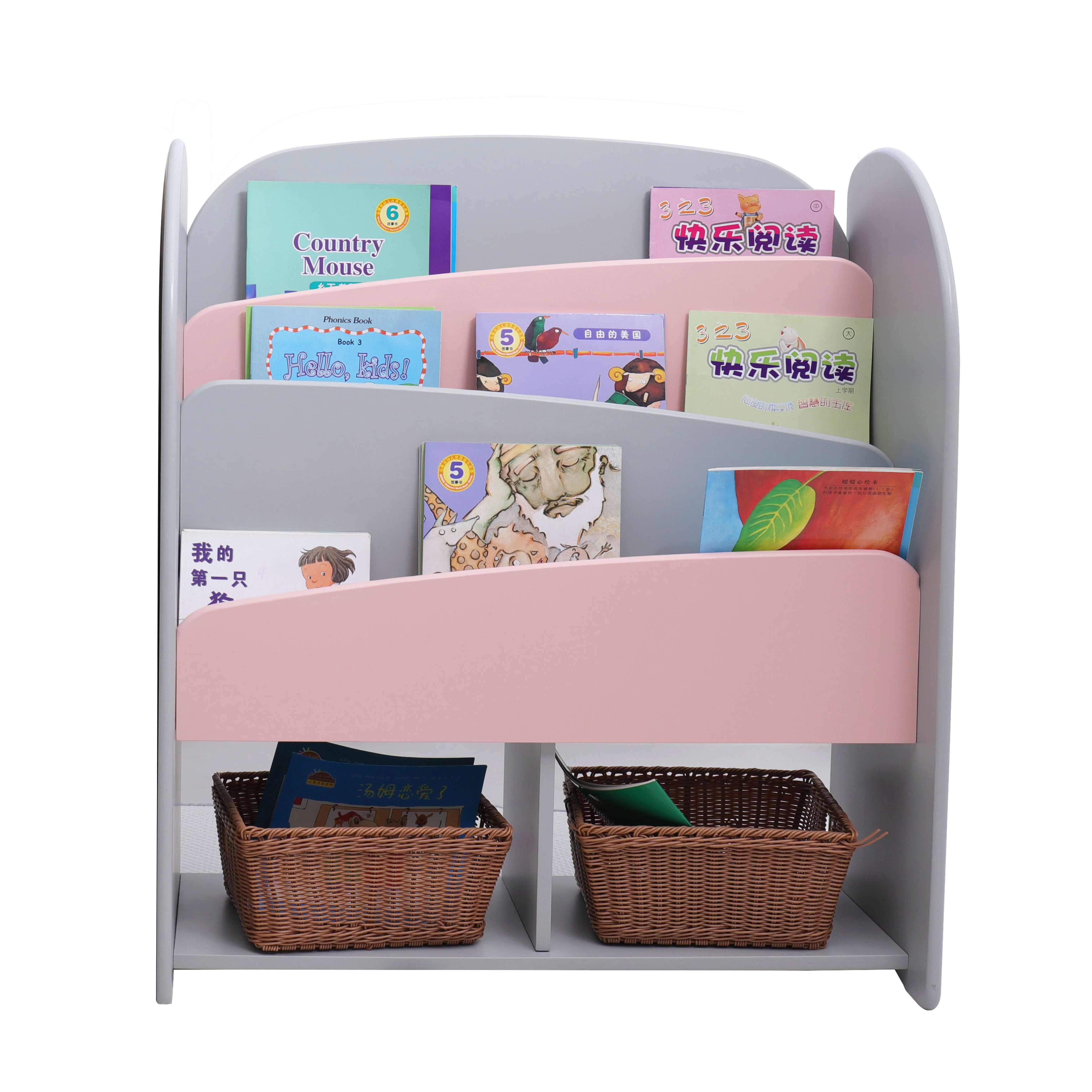 Wooden children library book cabine kids Book storage rack kids storage cubby