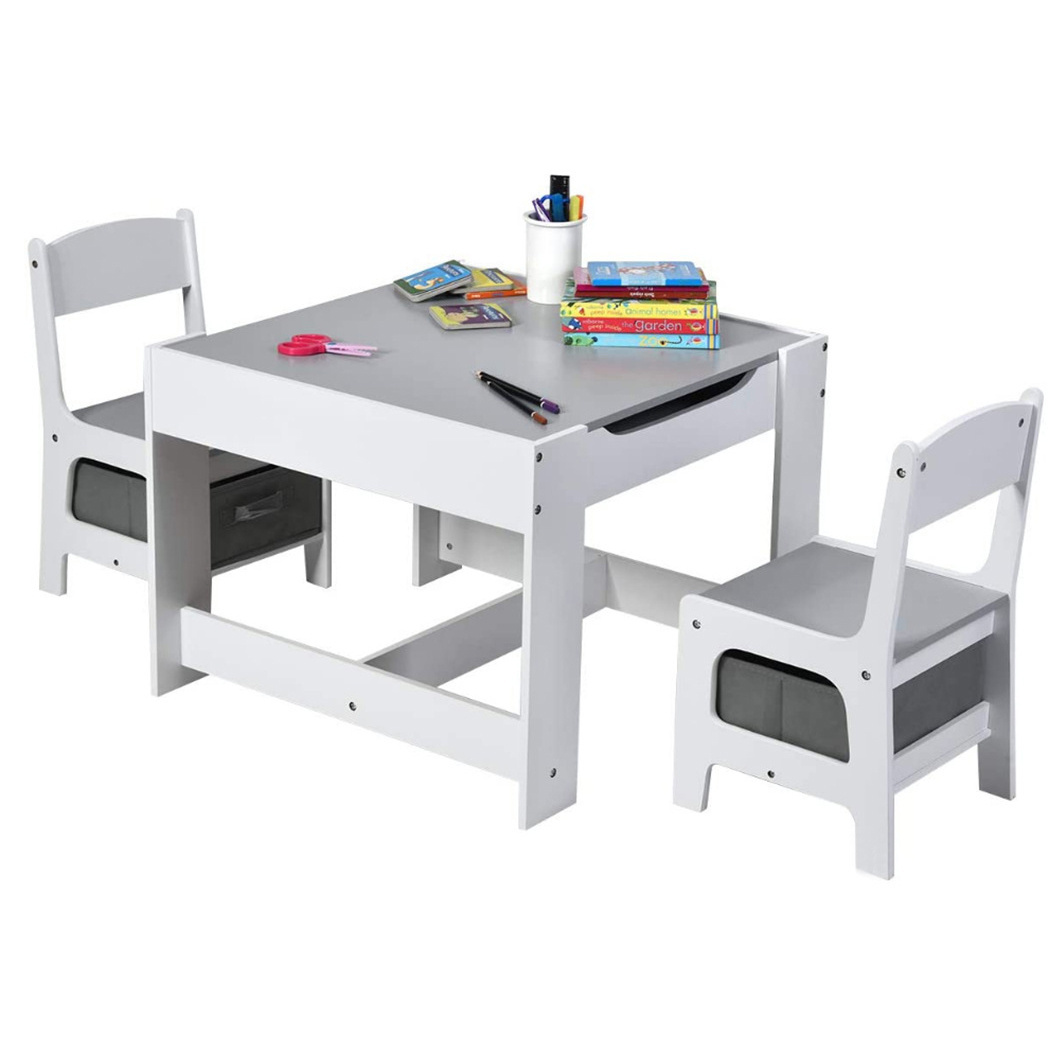 Furniture Kids Table and Chair Set with Storage Space Wooden Storage Activity Play Table for Toddlers