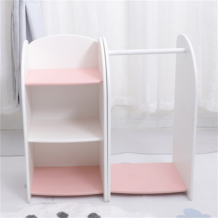 Wooden Kids Toy Storage Cabinet and Stand Clothes Hanger for Kindergarten Baby Furniture Storage Cubby Lockers