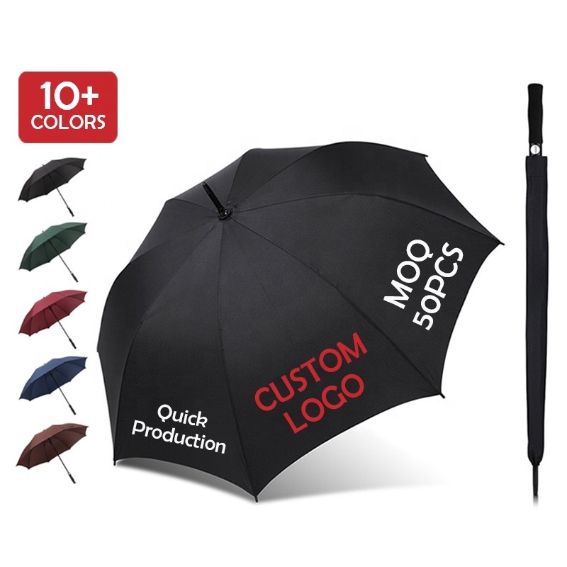 Promotion gifts business straight large size umbrellas double canopy black red grey golf umbrella custom with logo prints