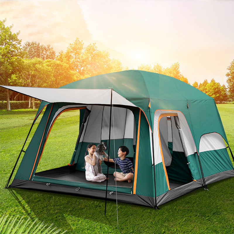 Factory custom large space family camping tent rainproof sunscreen camping traveling tent