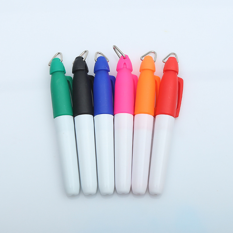 china manufacture coloured permanent industrial extra fine mini portable marker pen with hook in bulk on stainless steel