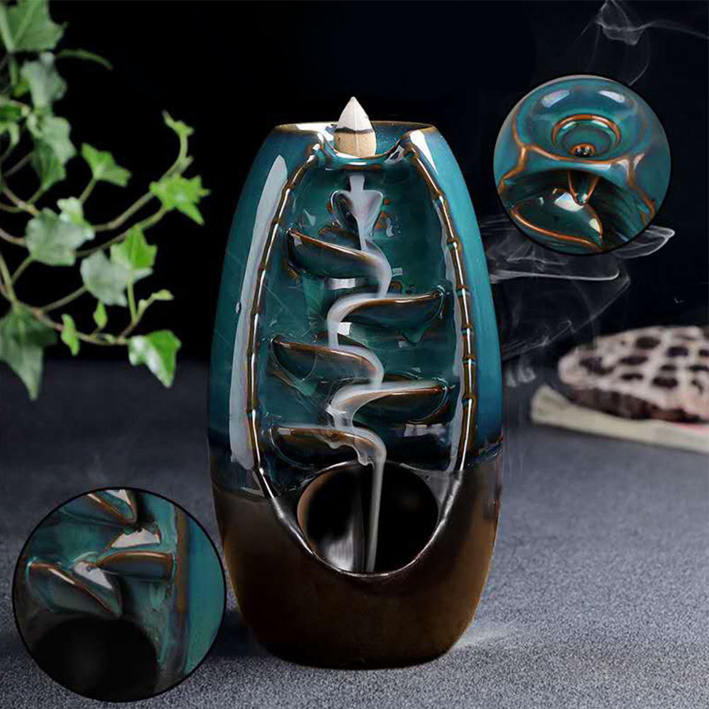 Creative Double-sided Incense, Burner 2 Side Aroma Smoked Bakhoor Oud Burner Double Cone Holder Backflow Ceramic Incense Burner/