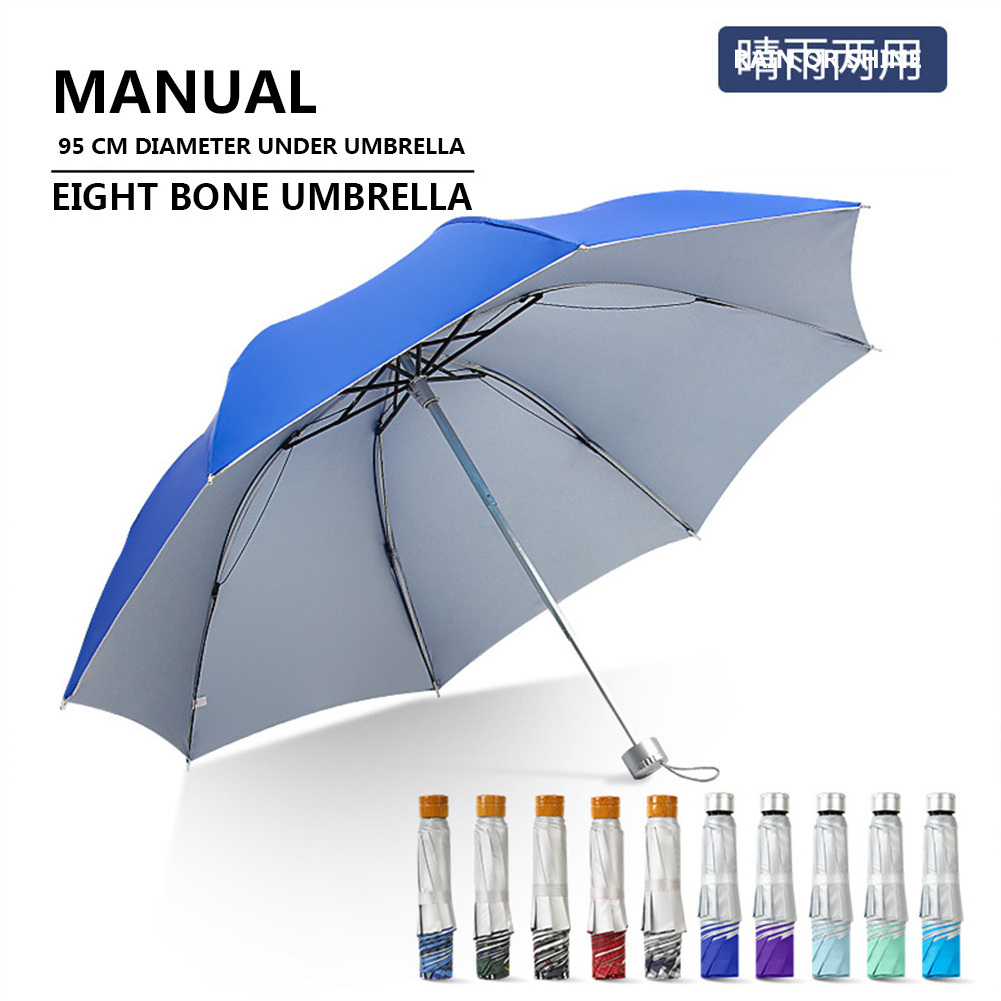 Travel Umbrella Black Pongee, Waterproof Auto Open Paraguas 8 10 12 Ribs 3 Folding Uv Automatic Umbrella/