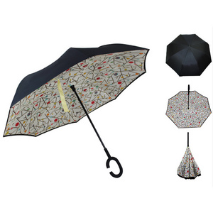 Newest Windproof Double Layer, C-handle Customize Logo Inverted Umbrella/