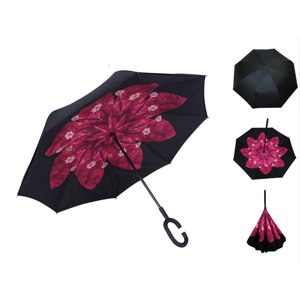 Newest Windproof Double Layer, C-handle Customize Logo Inverted Umbrella/