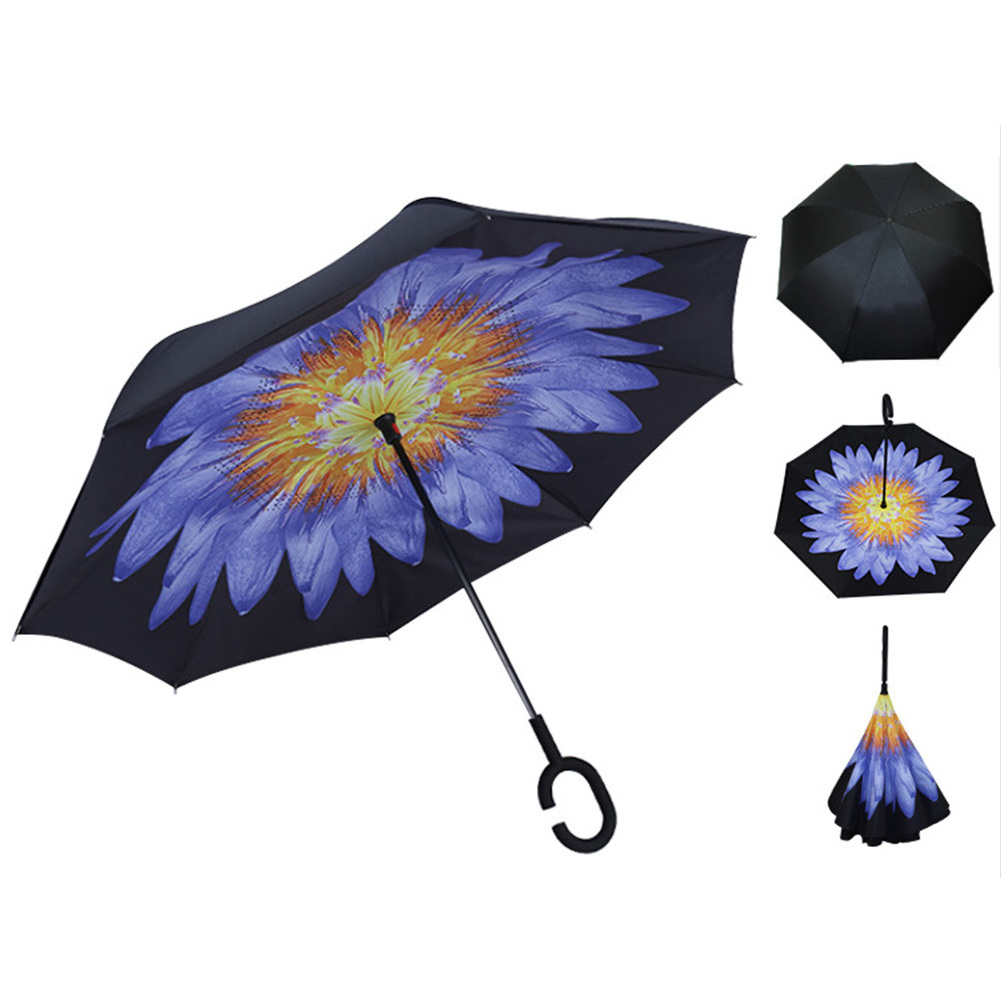 Newest Windproof Double Layer, C-handle Customize Logo Inverted Umbrella/