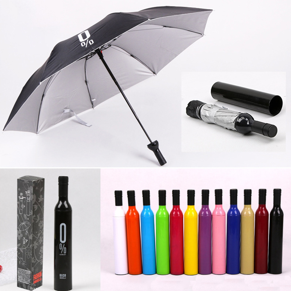 Women Wine Bottle Umbrella 3 Folding Creative Umbrella Rain Sun Sunshade Uv Protection Mini Parapluie Paraguas Plegable Lluvia