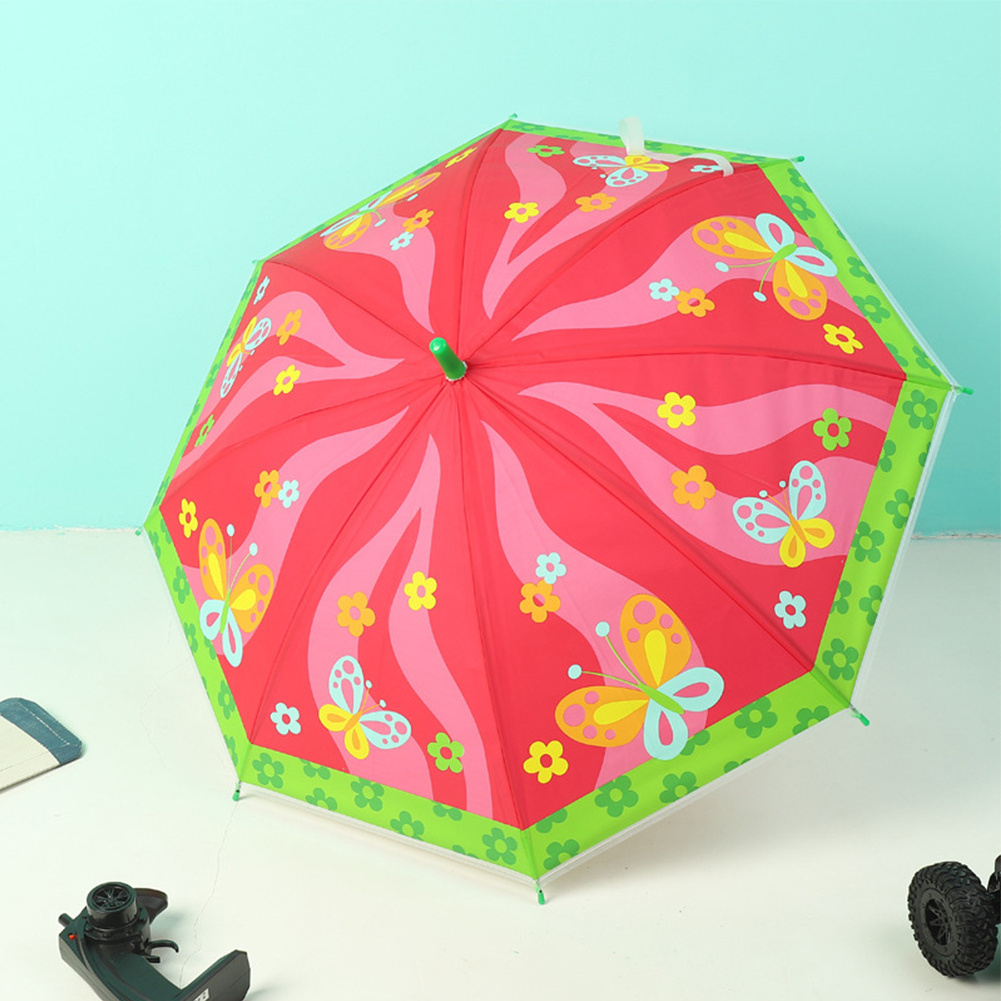 Creative Cartoon Children Automatic Long Handle Umbrella,Poe Transparent Umbrella For Kindergarten