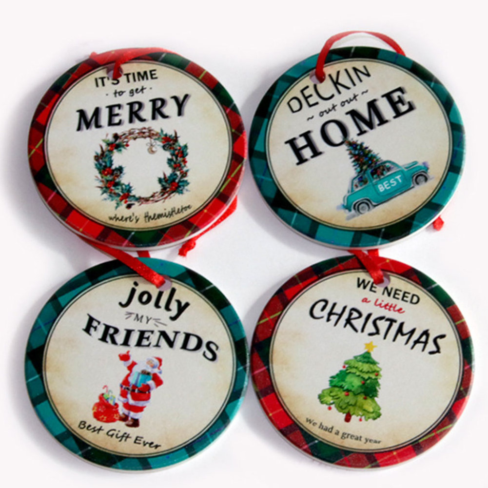 Ceramic Ornaments Two Sides, Christmas Decoration Ornaments Blank Sublimation Flat Christmas Ornament/