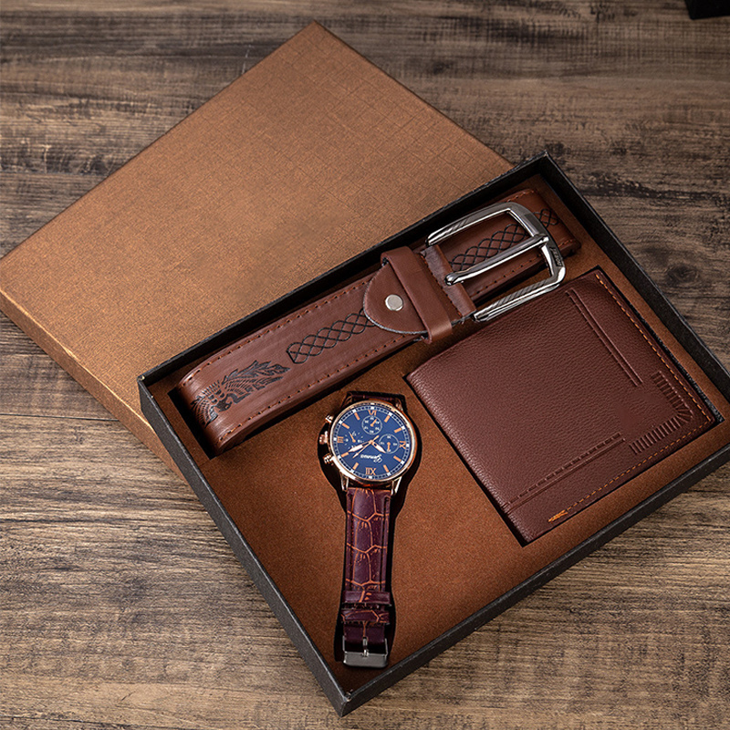 Top Quality Fashionable Business, Gift Set Refined Men's Waistband Wallet Watch Gift Box Set/