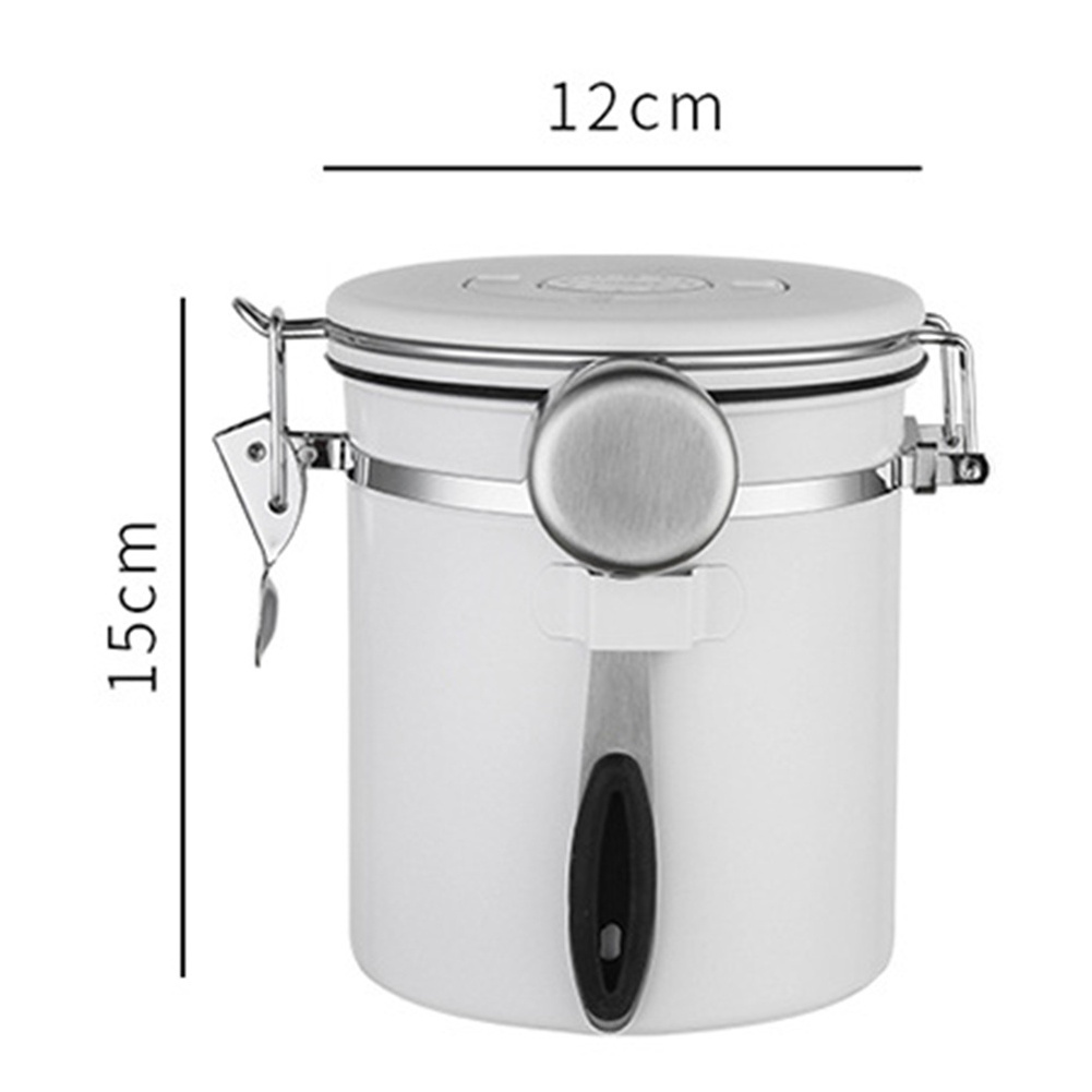 Stainless Steel Coffee, Grounds And Beans Container Tea Sugar Coffee Canister With Date-Tracker And Spoon/