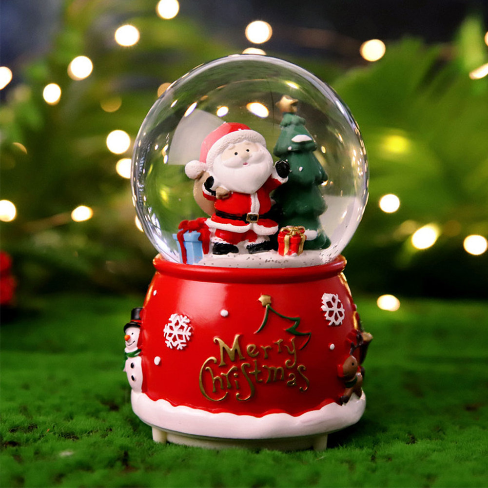 Santa Claus Crystal Ball, Music Box Ornaments Automatically Rotating Snow Children's Gifts Christmas Music Box Christmas Gifts/