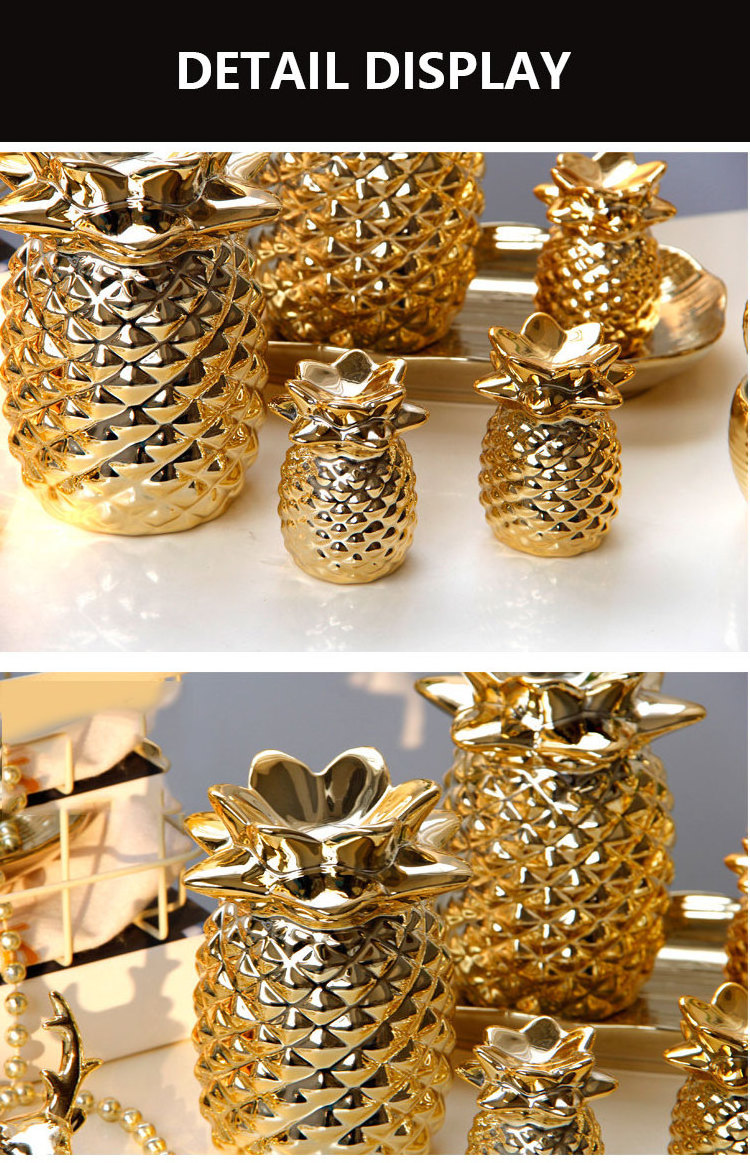 Creative European-style Golden Ceramic, Pineapple Ornaments Desktop Ornaments Home Decorations/