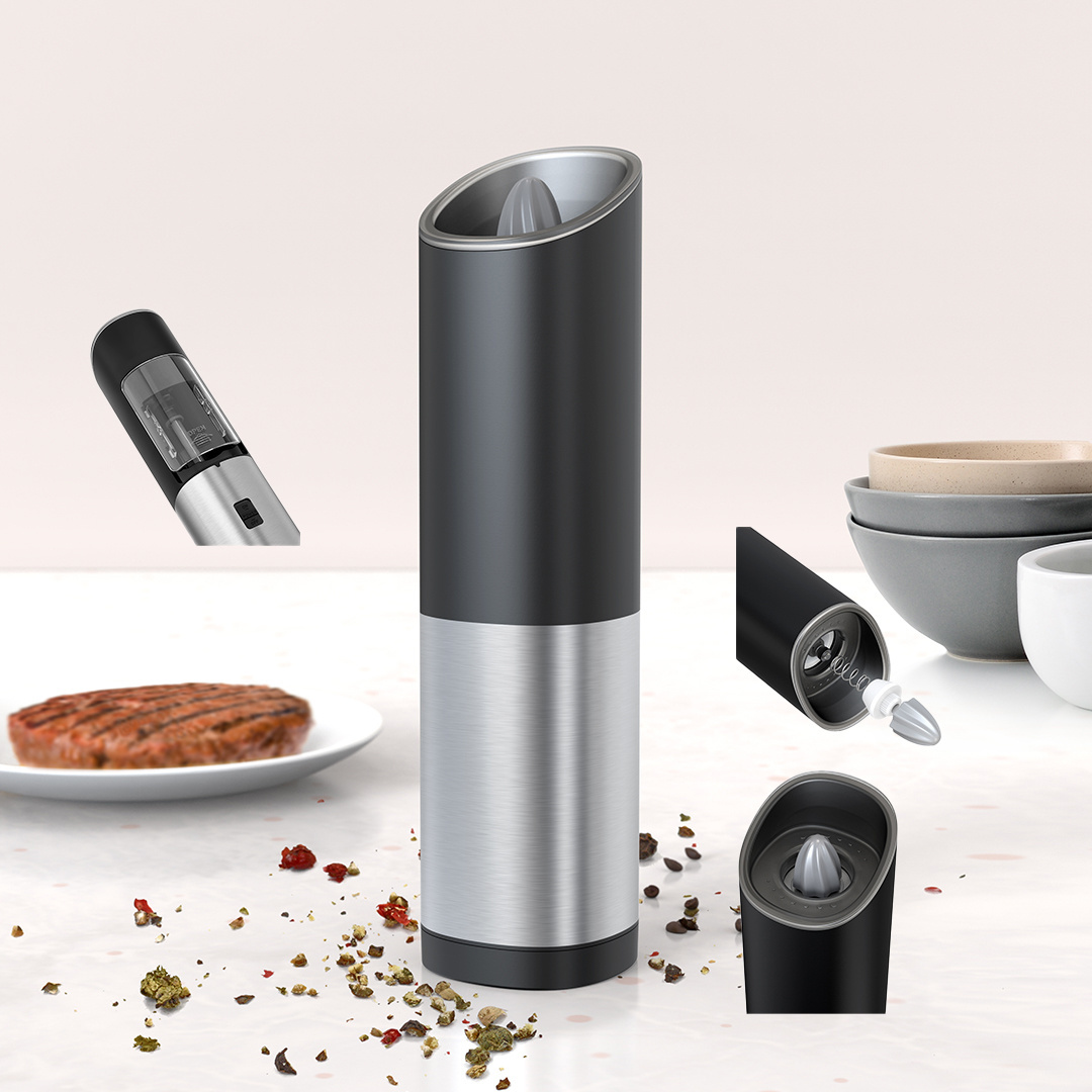 Peppercorn Shakers Automatic Stainless, Steel Electric Gravity Ceramic Refillable Usb Charger Salt And Pepper Grinder Mill/