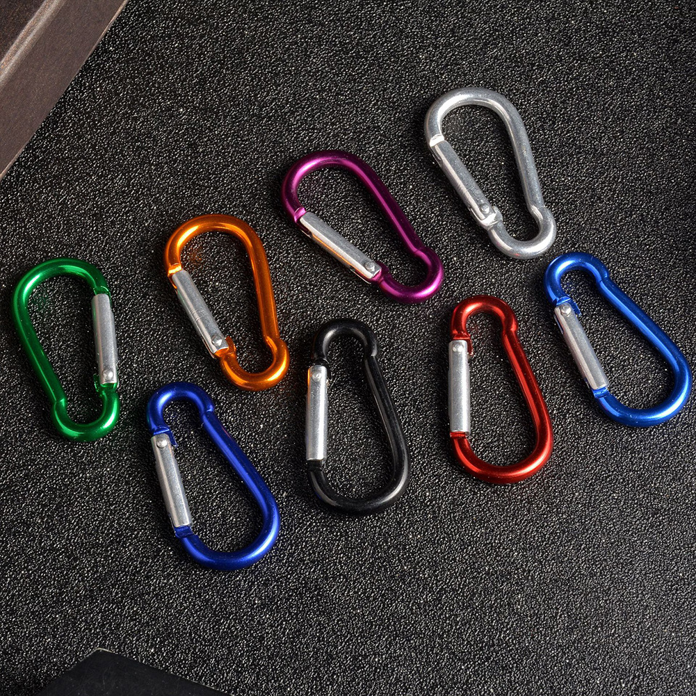 Aluminum Alloy Hooks Custom Logo 7# Promotional Metal Keychains All Matte Black Carabiner For Fishing Hiking Camping