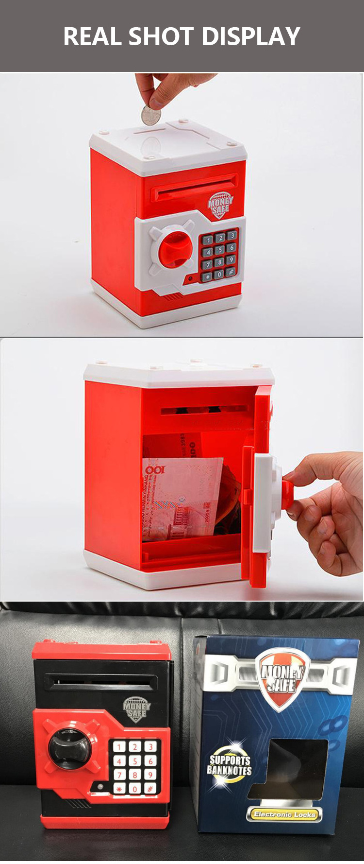 New Creative Toy Gift, Automatic Roll Money Atm Safe Piggy Bank Password Piggy Bank Money Boxes/