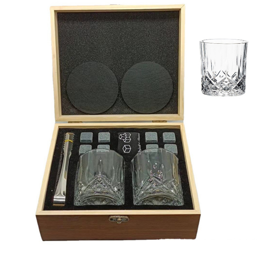 Granite Chilling Whisky, Rocks Bar Accessories Set Whiskey Stones Set With Glass Glasses Gift Box Set For Cigar Men/