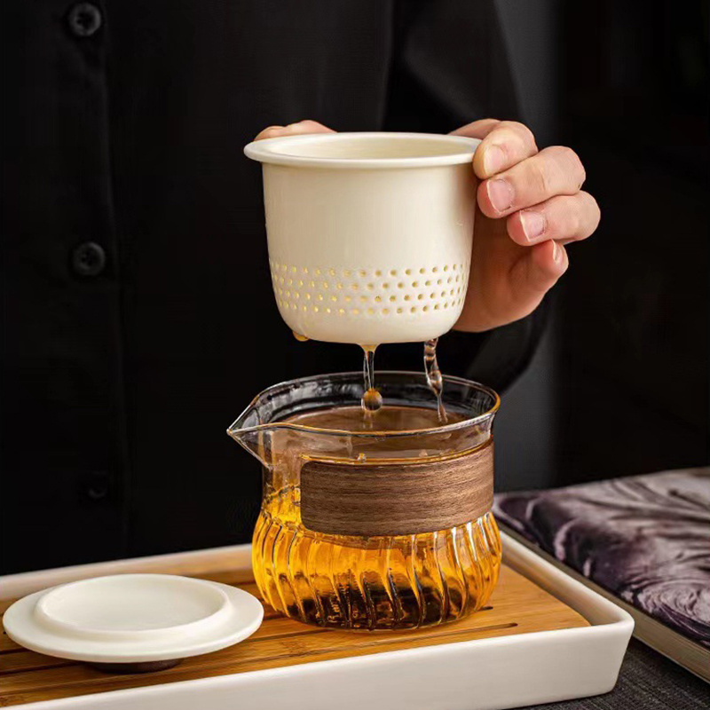 Business Gift All In, One Portable Mini Portable Ceramic Glass Teapot And Cup Chinese Luxury Tea Set/