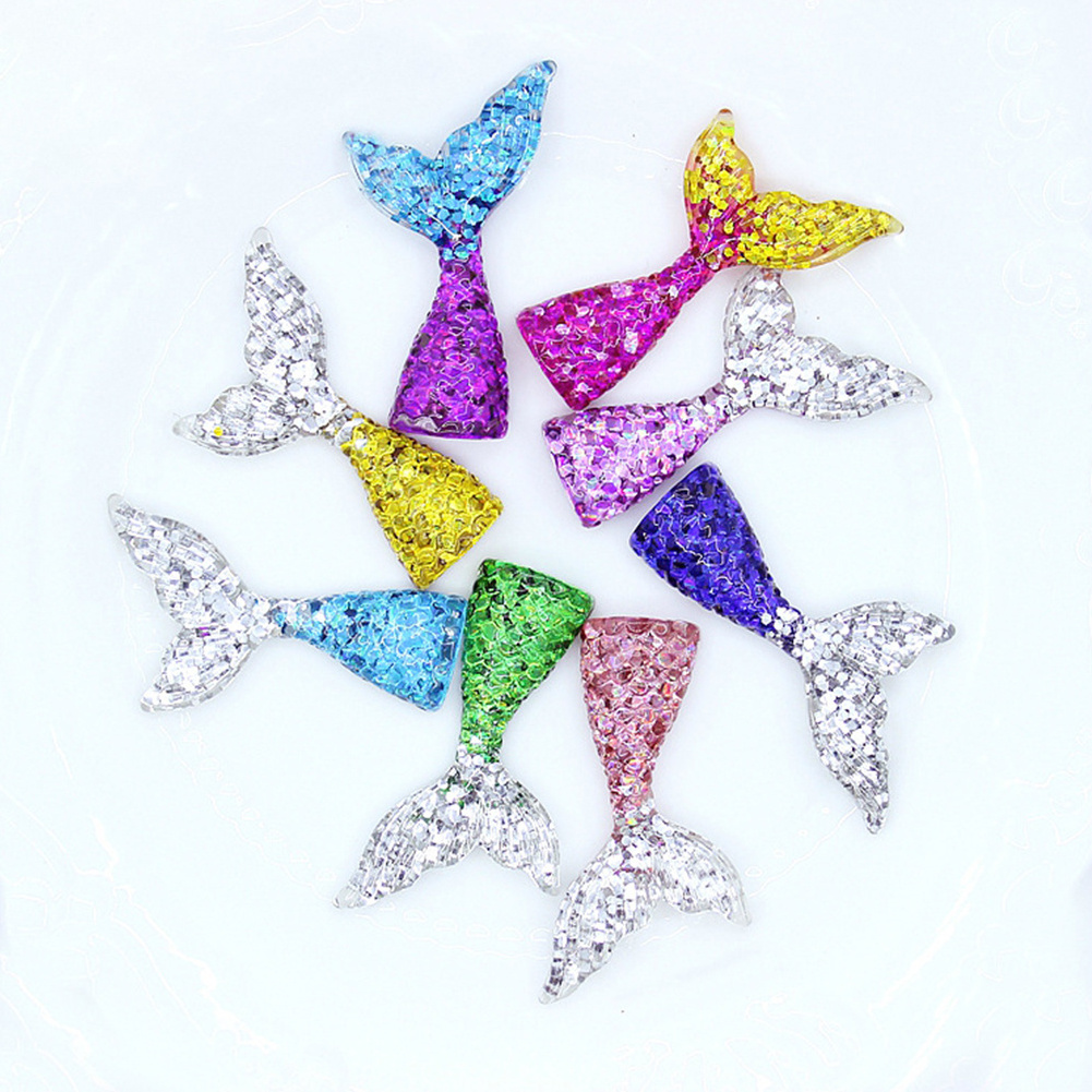 Mermaid Tail Slime Charms, Resin Flatback, Resin Crafts Mixed Color And Styles Multicolored Mermaid Tail Slime Beads/