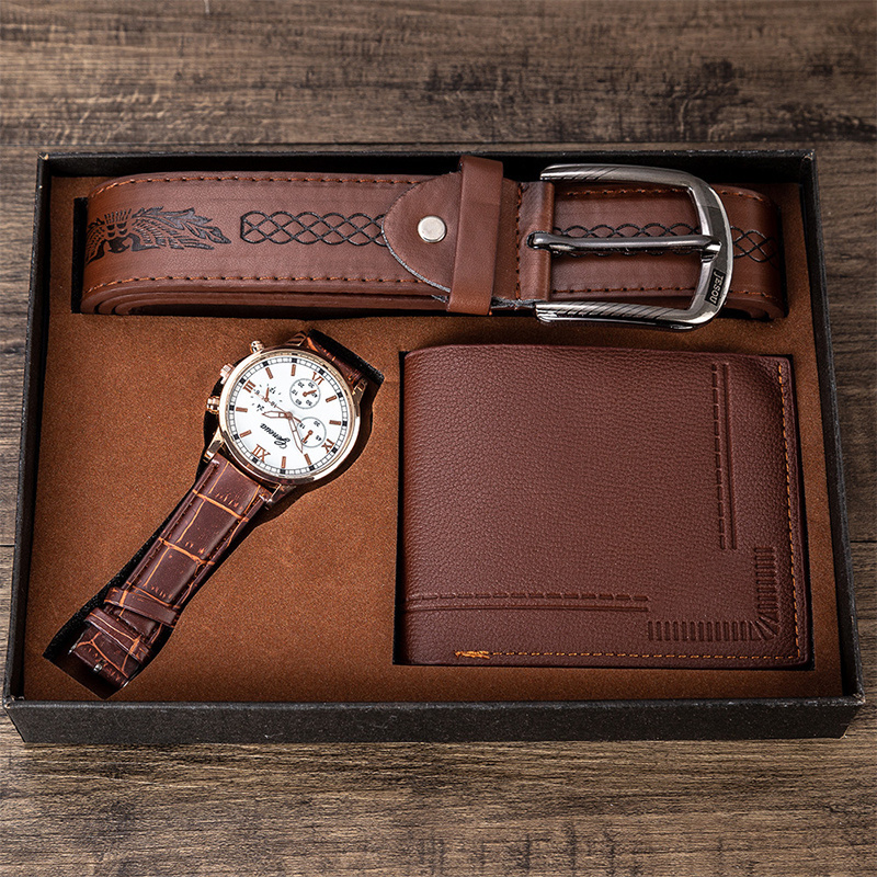 Top Quality Fashionable Business, Gift Set Refined Men's Waistband Wallet Watch Gift Box Set/