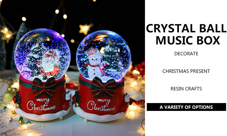 Santa Claus Crystal Ball, Music Box Ornaments Automatically Rotating Snow Children's Gifts Christmas Music Box Christmas Gifts/