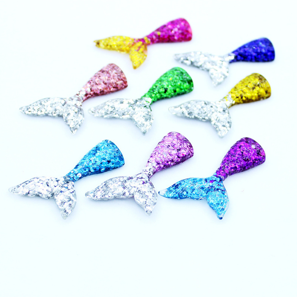 Mermaid Tail Slime Charms, Resin Flatback, Resin Crafts Mixed Color And Styles Multicolored Mermaid Tail Slime Beads/