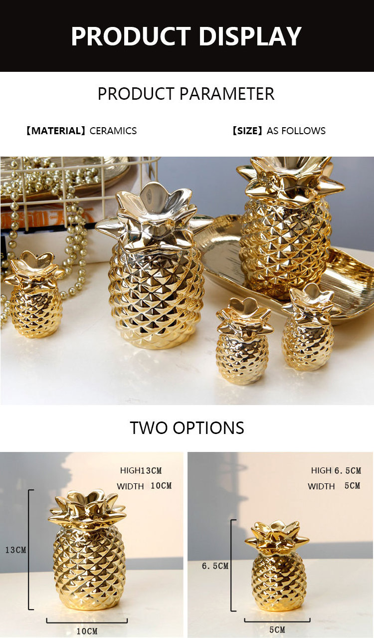 Creative European-style Golden Ceramic, Pineapple Ornaments Desktop Ornaments Home Decorations/