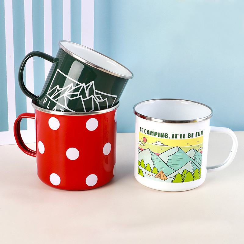 2024 New Arrival Fashion Christmas Gifts Green Red Coffee Mug Sublimation Christmas Enamel Mug