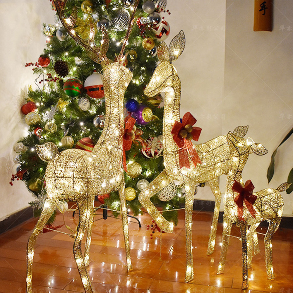 Christmas Decoration Ornaments 30, 40 50 Cm Gold Deer Elk Led Light Xmas Tree Scene Room House Life Size Led Reindeer/