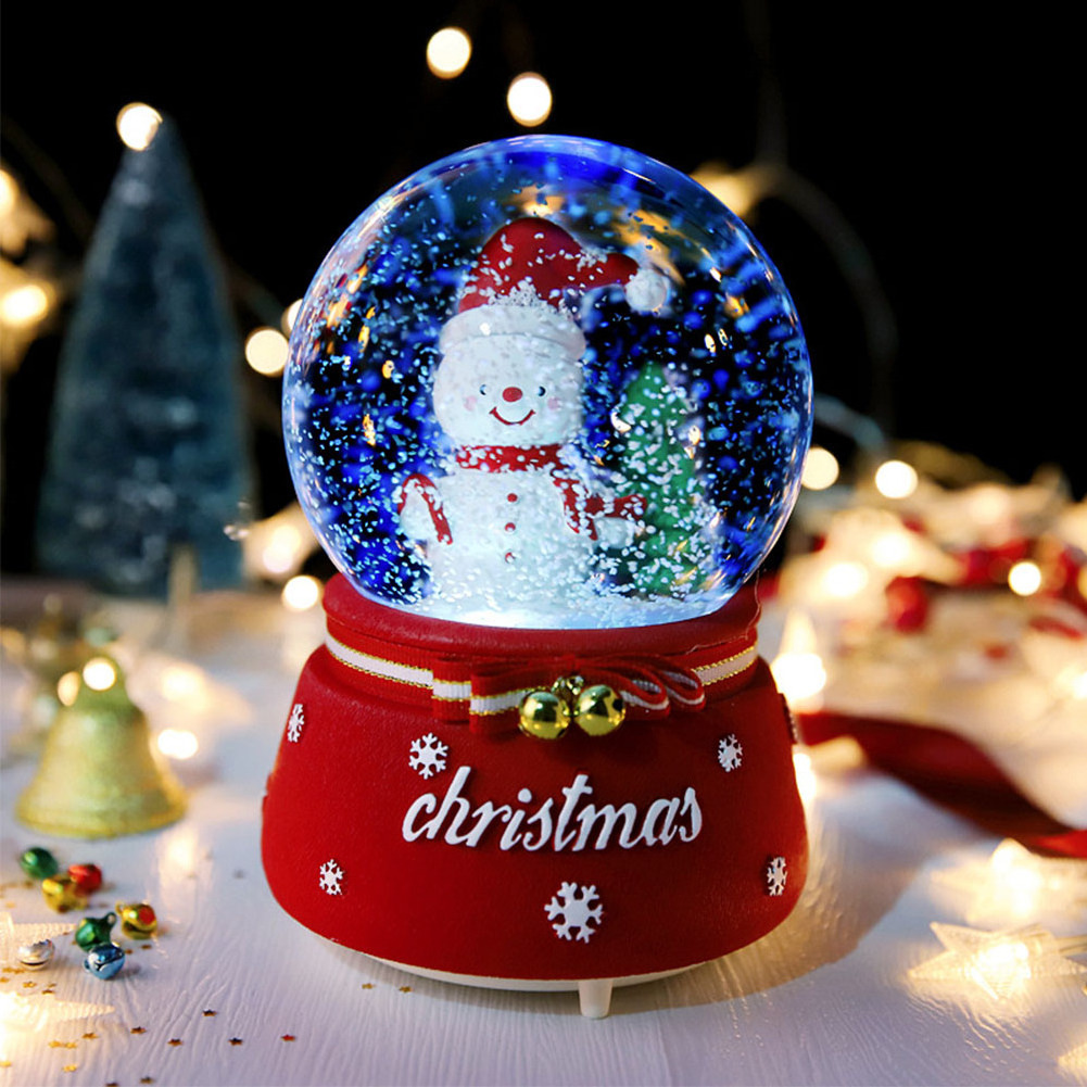 Santa Claus Crystal Ball, Music Box Ornaments Automatically Rotating Snow Children's Gifts Christmas Music Box Christmas Gifts/