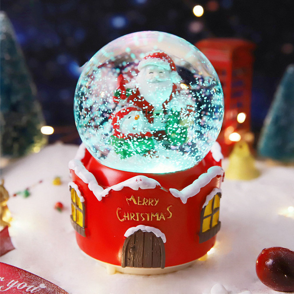 Santa Claus Crystal Ball, Music Box Ornaments Automatically Rotating Snow Children's Gifts Christmas Music Box Christmas Gifts/