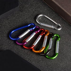 Aluminum Alloy Hooks Custom Logo 7# Promotional Metal Keychains All Matte Black Carabiner For Fishing Hiking Camping