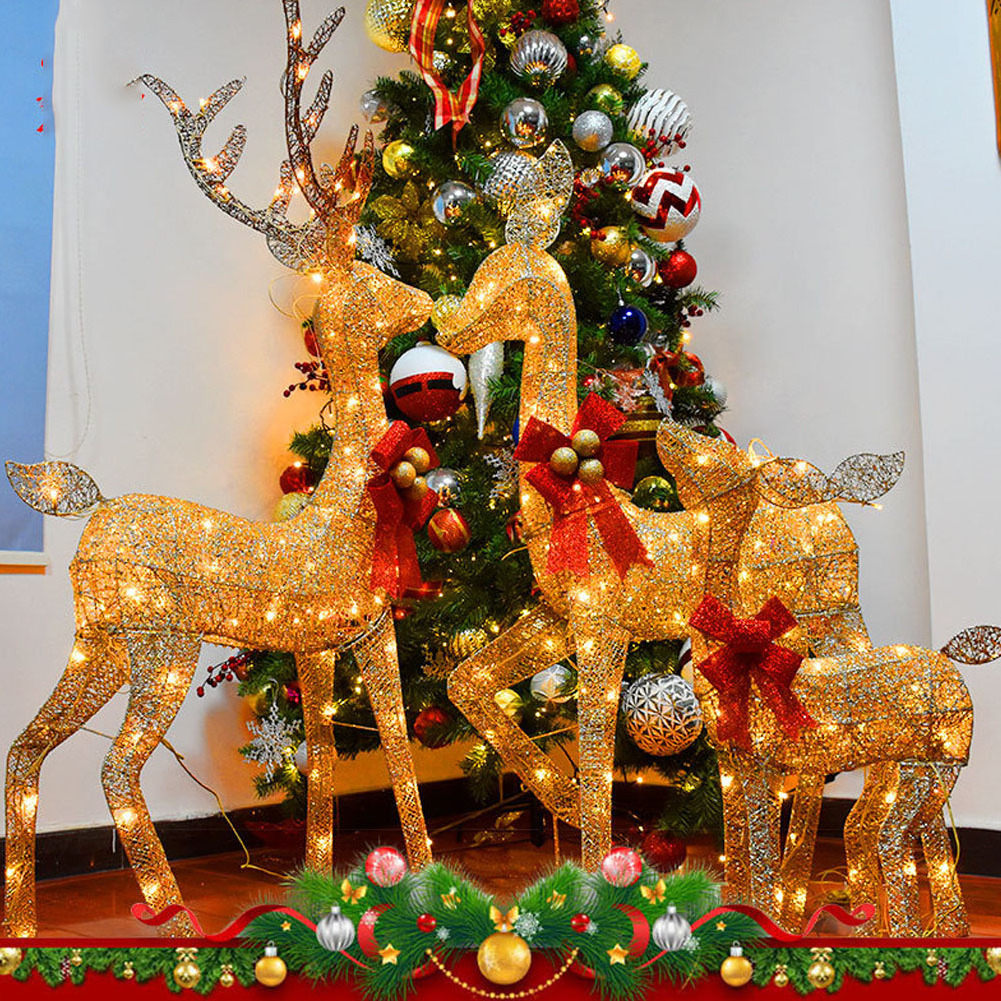 Christmas Decoration Ornaments 30, 40 50 Cm Gold Deer Elk Led Light Xmas Tree Scene Room House Life Size Led Reindeer/