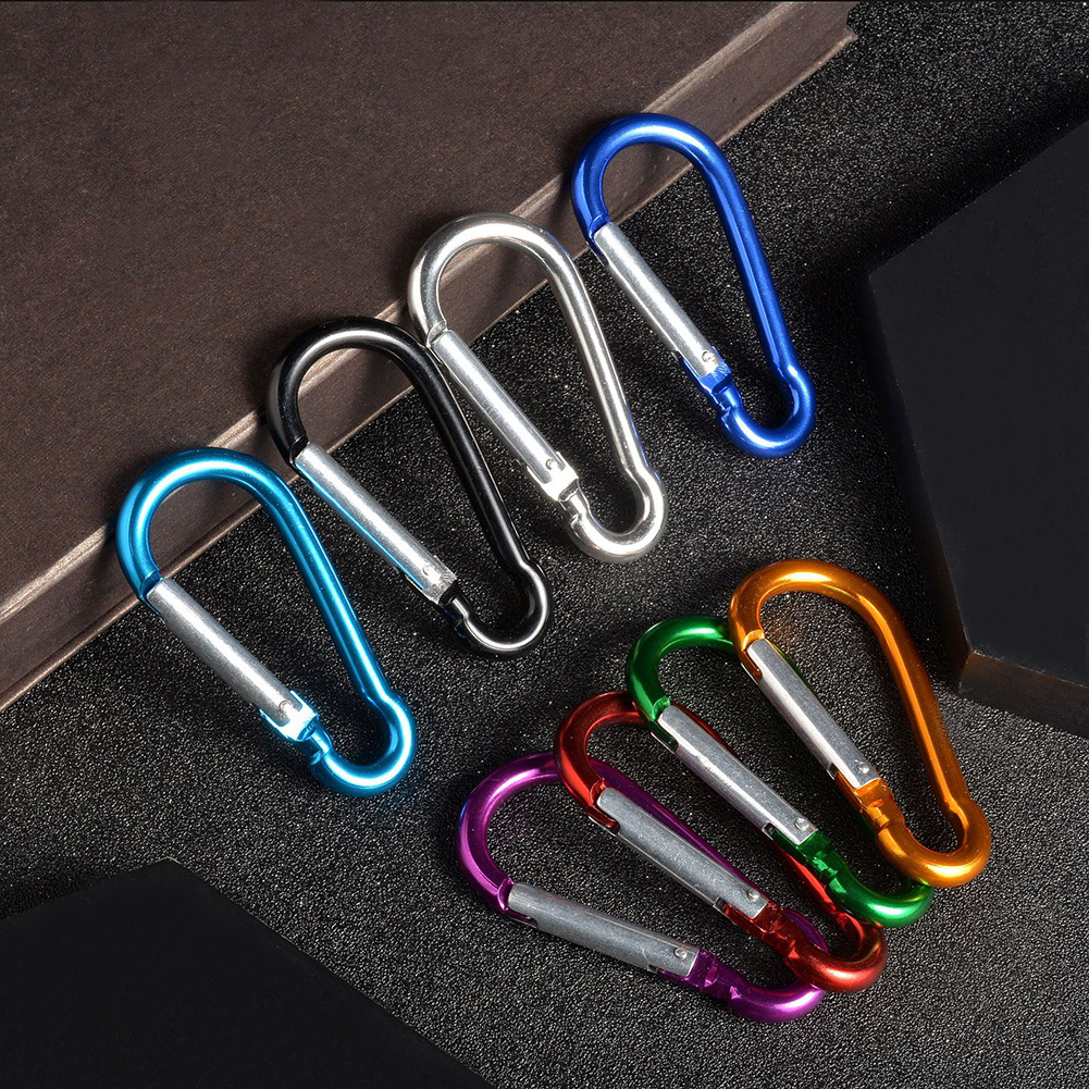 Aluminum Alloy Hooks Custom Logo 7# Promotional Metal Keychains All Matte Black Carabiner For Fishing Hiking Camping