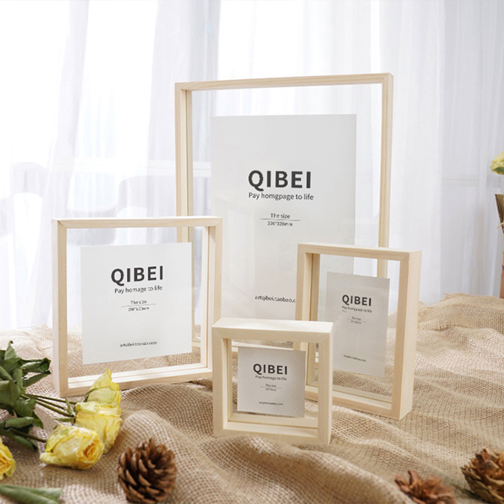 Wood Photo Frame Double, Glass Photo Frame A0 A1 A2 A3 A4 6R 4R Size Herbarium Picture Frame/