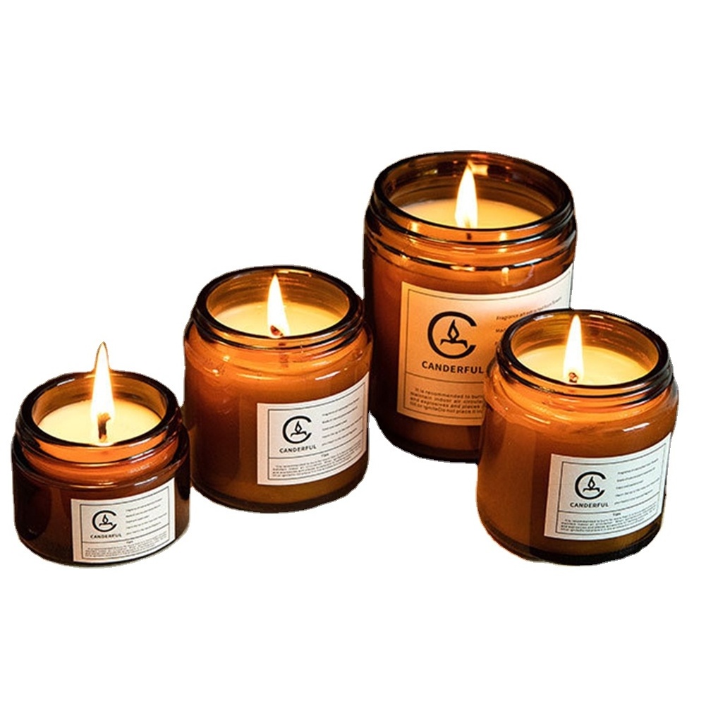 Soybean Wax Creative Pattern, Glass Bottle Plant Scented Candle Smokeless Variety Of Scents Can Be Customized Soy Wax/